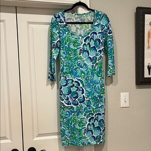 Lilly Pulitzer Vibrant Blue and Green Long Sleeve Dress NWOT